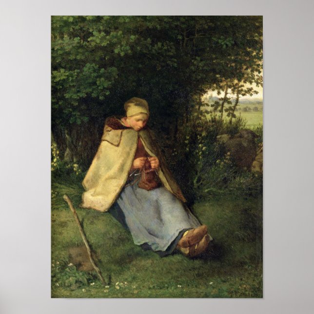 Poster The Knitter or, The Seated Shepherdess, 1858-60 (Devant)