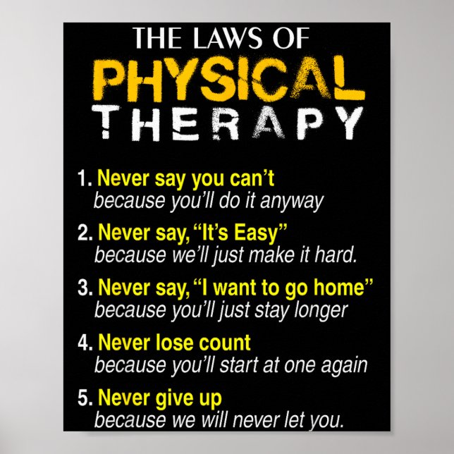 Poster The Laws Of Physical Therapy Motivational Goals Pt (Devant)