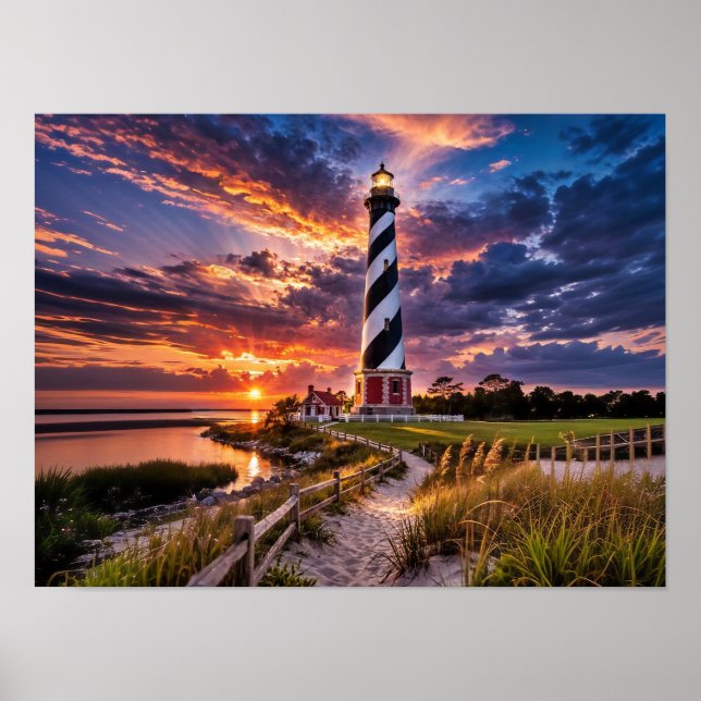 Poster The Lighthouse at Sunset (Devant)