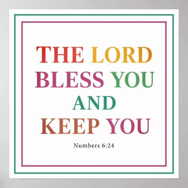 Poster The Lord Bless You And Keep You Bold Numbers 6 24 (Devant)