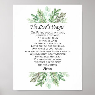Poster The Lord's Prayer with Greenery ~ Matthew 6:9-13