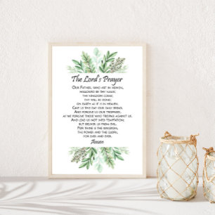 Poster The Lord's Prayer with Greenery ~ Matthew 6:9-13