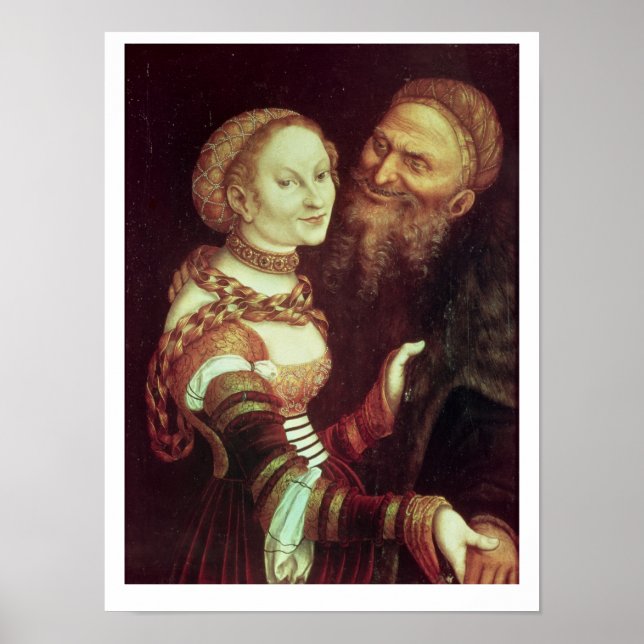Poster The Lovesick Old Man, 1553 (huile sur panneau) (Devant)