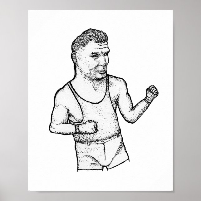 Poster The Manassa Mauler: Hand-Drawn Jack Dempsey Print (Devant)