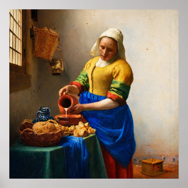 Poster The Milkmaid by Johannes Vermeer (Devant)