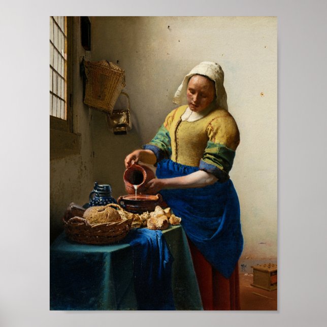 Poster The Milkmaid by Johannes Vermeer (Devant)