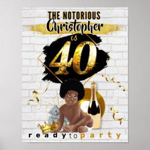 Poster The Notorious 40th Birthday Black Gold 90s Hip Hop