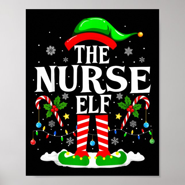 Poster The Nurse Elf Christmas Nursing Funny Rn Christmas (Devant)