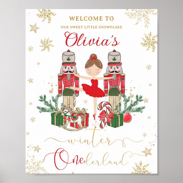 Poster The Nutcracker Winter Onederland 1st Birthday Red  (Devant)