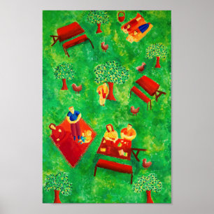 Poster The Picnic Contemporary Art Acrylic Painting Jigsa