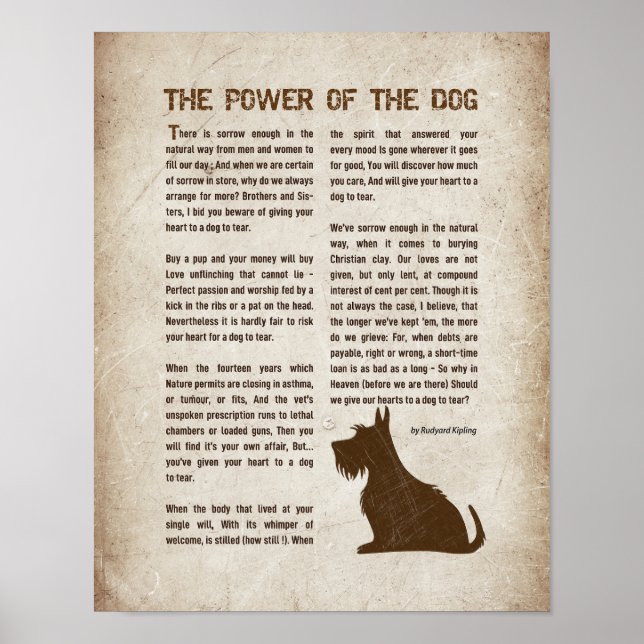 Poster The Power of the Dog Poem - Rudyard Kipling  (Devant)