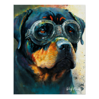 Poster The Rottweiler Dog With Sunglasses 004