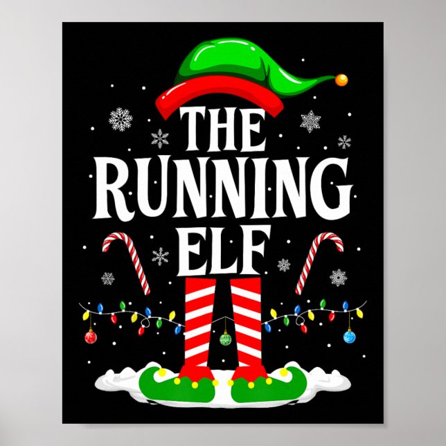 Poster The Running Elf Xmas Running Funny Runner Christma (Devant)