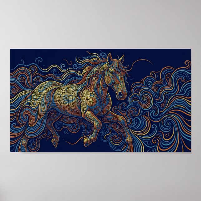 Poster The running fractal horse (Devant)