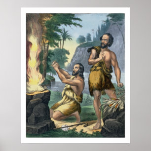 Poster The Sacrifice of Cain and Abel, from a bible print