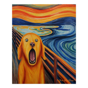 Poster The Scream - Golden Retriever Dog 001 - Pall Munch