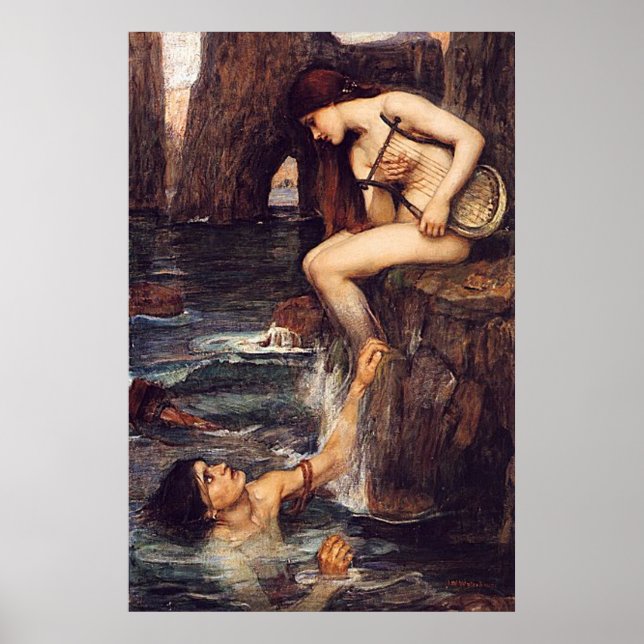 Poster The Siren, par John William Waterhouse - vers 1900 (Devant)