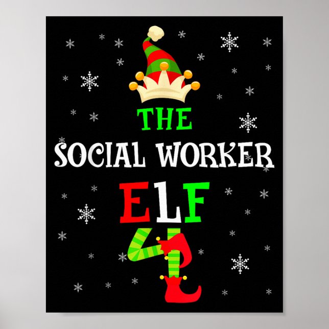 Poster The Social Worker Elf Christmas Elf Matching Famil (Devant)