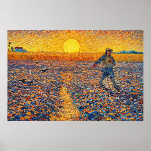 Poster The Sower by Vincent van Gogh (Devant)