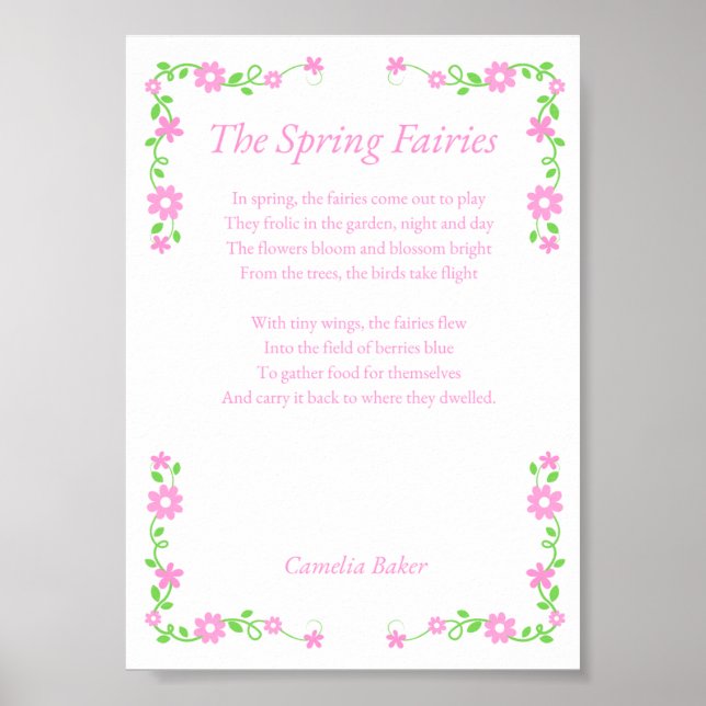 Poster The Spring Fairies Poem Print (Devant)