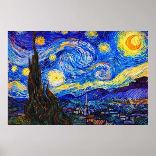 Poster The Starry Night by Vincent van Gogh (Devant)