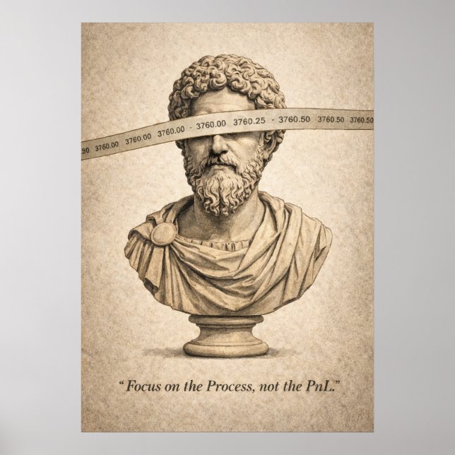 Poster The Stoic Trader, Process vs PnL, Forex Trading (Devant)