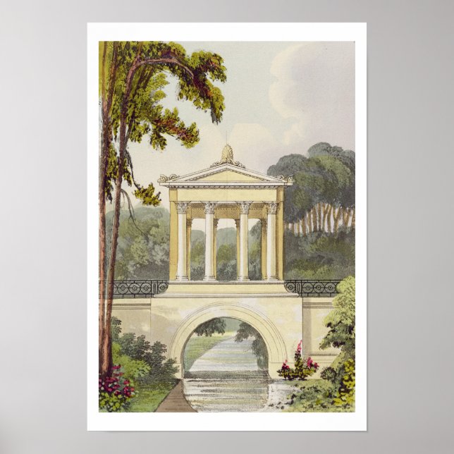Poster The Temple Bridge, from Ackermann's Repository (Devant)