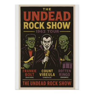 Poster The Undead Rock Show Retro Monster Band