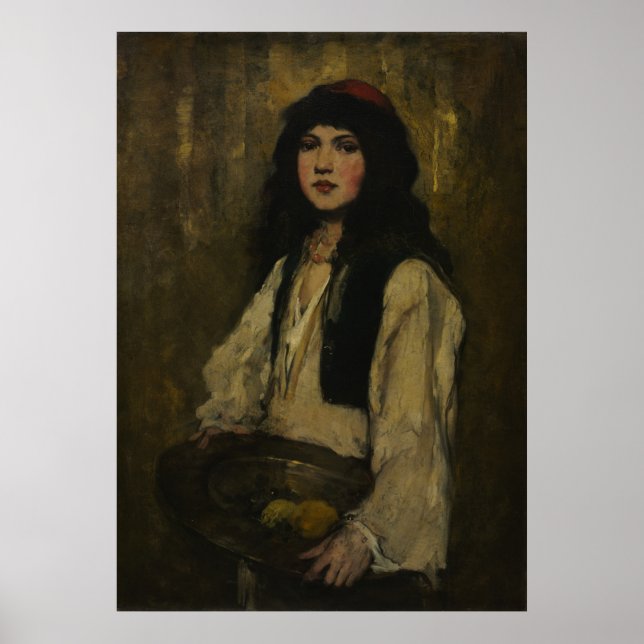 Poster The Venetian Girl, c. 1880. Frank Duveneck, Oil (Devant)