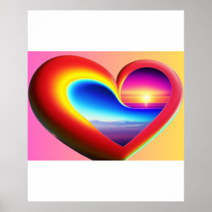 Poster The vibrant color heart, modern artwork of heart 