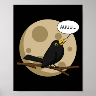 Poster The Werebird - Blackbird Howling at the Moon Comic