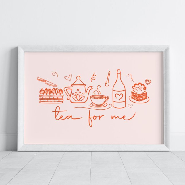 Poster Thé Whimsical Doodle pour moi, Cuisine Tea Party (Créateur téléchargé)