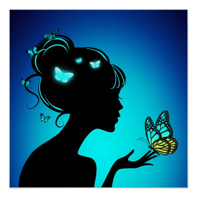 Poster The Woman Butterflies Blue (Front)