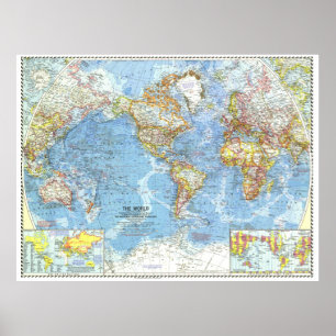 Poster " The World : 1960 Carte détaillée ...