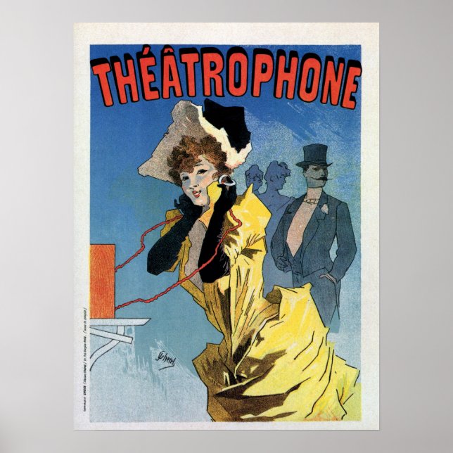 Poster Théâtre Art nouveau et Théâtrophone téléphone (Devant)