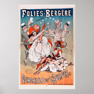 Poster Théâtre de Cabaret Folies Bergère Paris France Bal