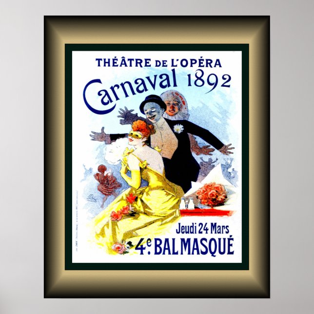 Poster Théâtre de L’Opéra ~ Carnaval 1892 ~ Balmasque ~ (Devant)