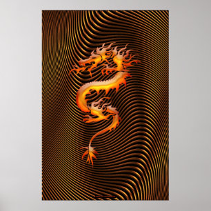 Poster Théâtre d'illusion optique Dragon chinois Art II