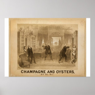 Poster Théâtre rétro Champagne et Oysters