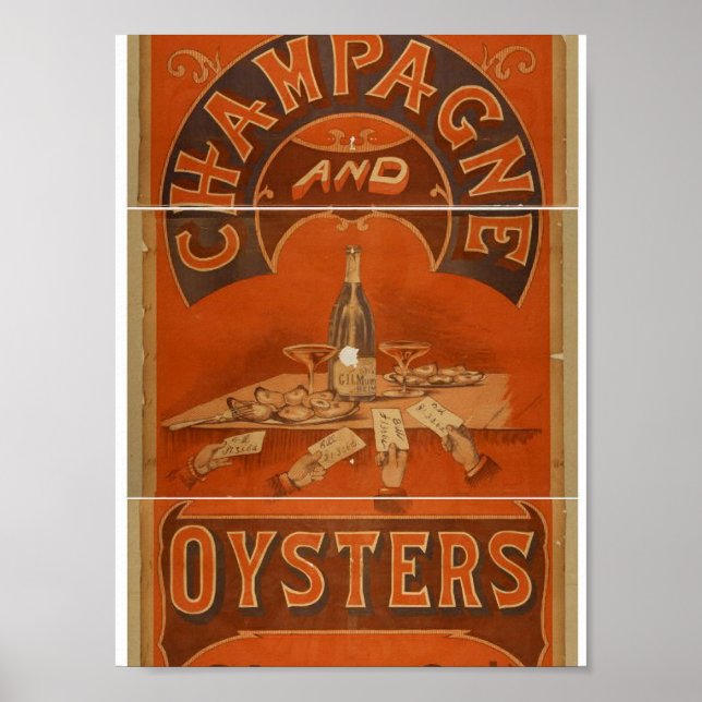 Poster Théâtre Vintage Champagne et Oysters (Devant)