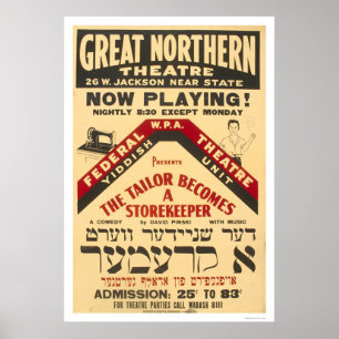 Poster Théâtre Yiddish Tailor 1938 WPA