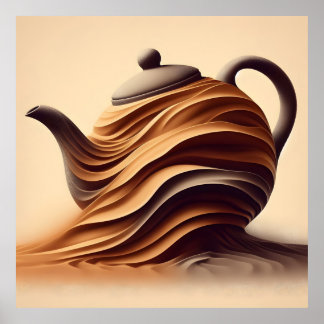 Poster Théière abstraite minimaliste Zen fluide