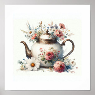 Poster Théière florale 7