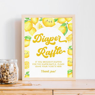 Poster Thème Baby shower citron Déchets Raffle