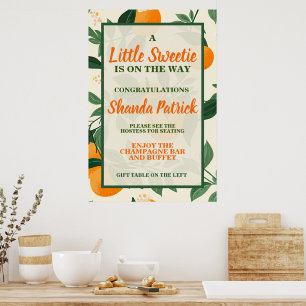 Poster Thème bébé mignon orange Baby Shower