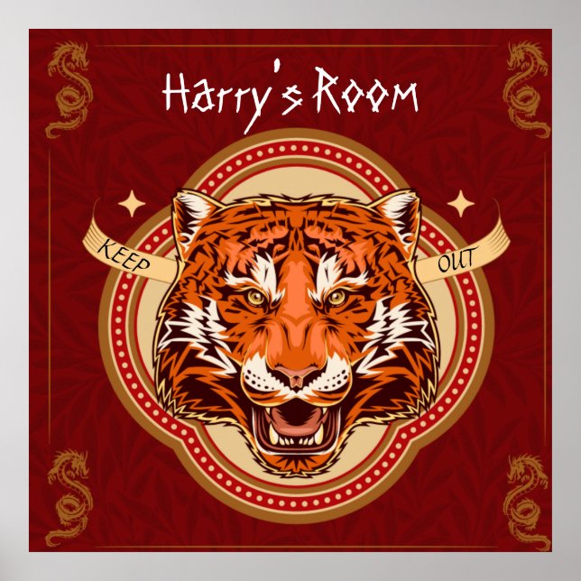 Poster Thème chinois Tiger Editable (Devant)