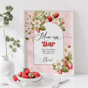 Poster Thème de baby shower Strawberry bar Mom-osa