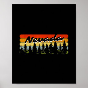 Poster Thème de cabane de forêt de Nevada Sunset Trees So