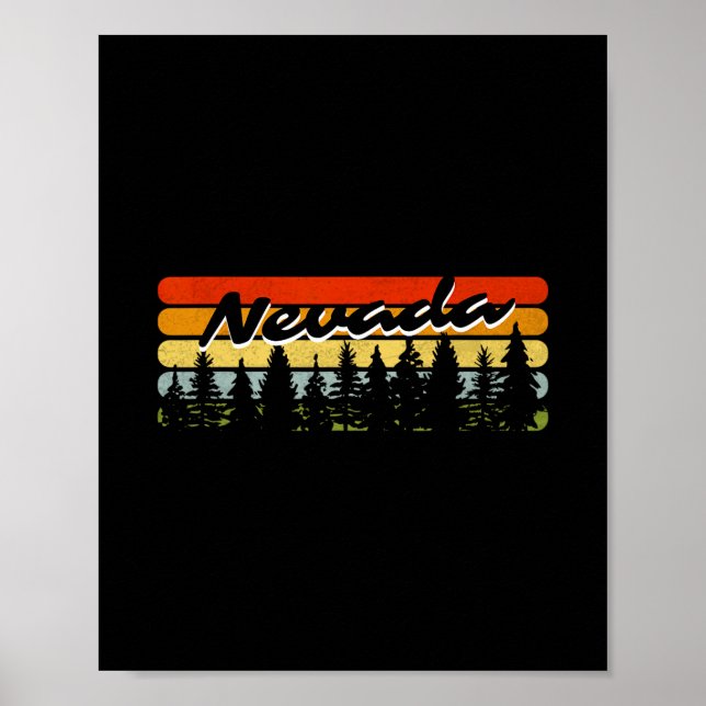 Poster Thème de cabane de forêt de Nevada Sunset Trees So (Devant)