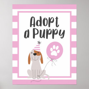 Poster Thème de chien fête d'anniversaire   Adopter Un Si